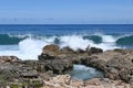 Rocky shores with crashing waves, KaÃ¢â¬â¢ena Point, Oahu, Hawaii